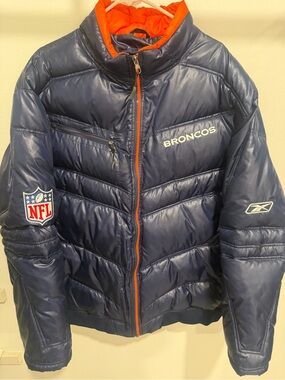 Reebok Broncos Navy & Orange Puffer Jacket